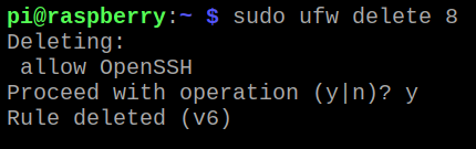Removing an unwanted UFW rule