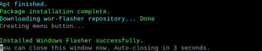 Waiting for the WoR Flasher installation to complete