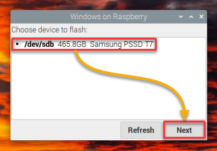 Selecting a storage device to flash