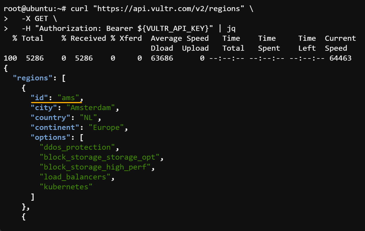 Retrieving the region ID of the target deployment location