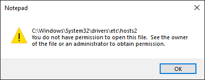 Saving the hosts2 file changes without elevated privileges