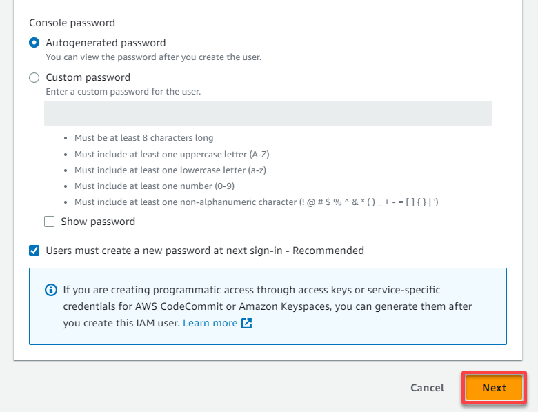Leaving the default settings for the console password