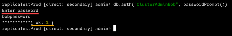 Authenticating as MongoDB ClusterAdmin on srv3