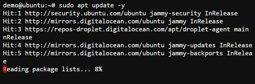 Updating the APT package manager's local repository index