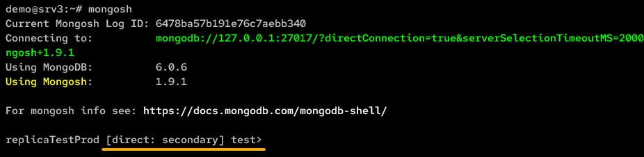 Connecting to MongoDB server on srv3