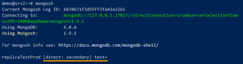 Connecting to MongoDB server on srv2 