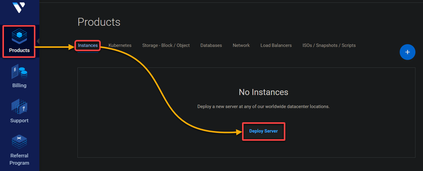 Initiating deploying a Vultr VPS Server