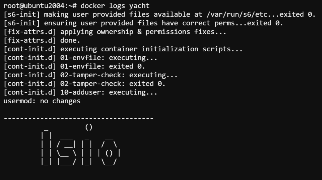 yacht docker update