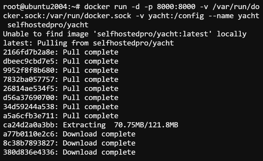 Creating a Yacht Docker GUI container