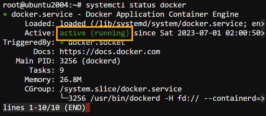 Checking the Docker service status