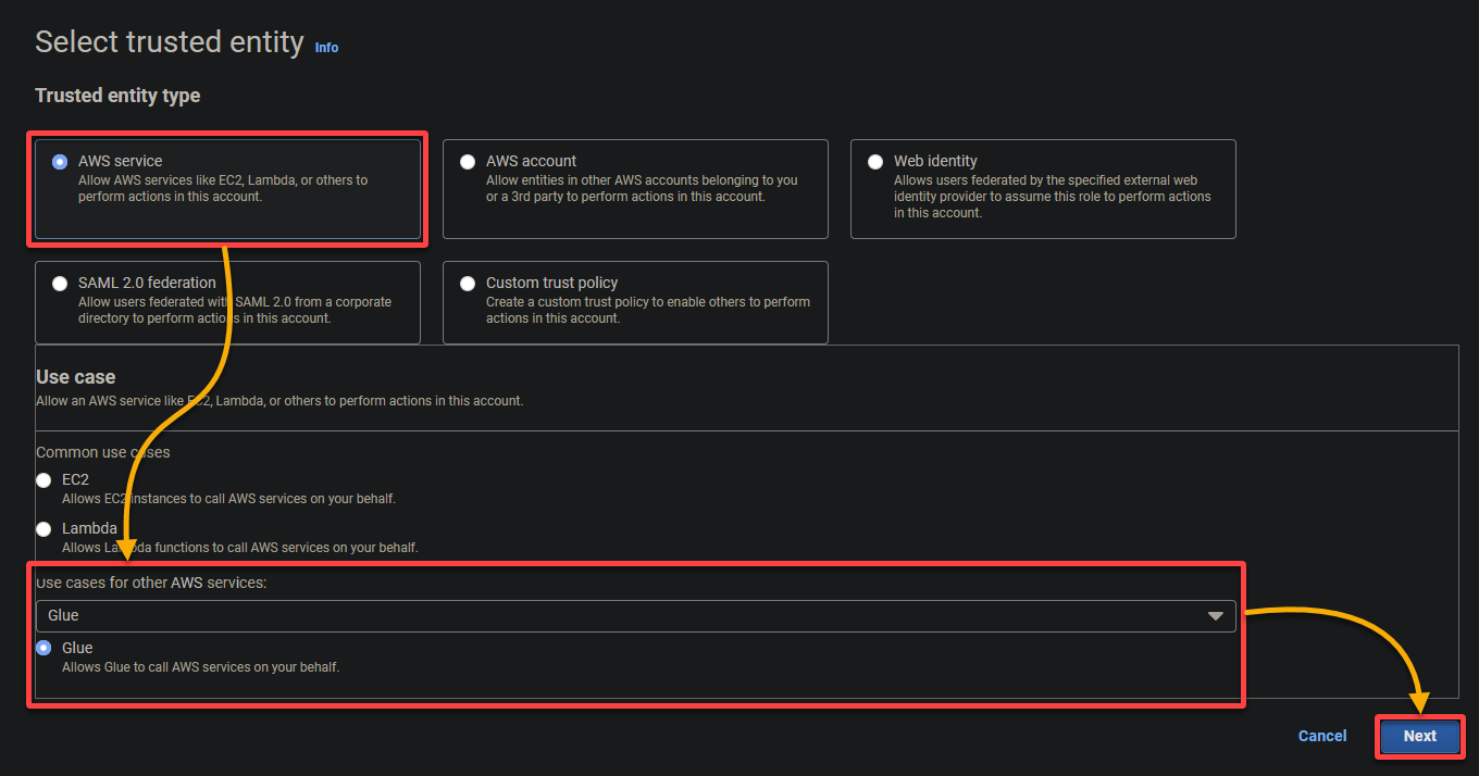 Selecting the trust entity type and use case