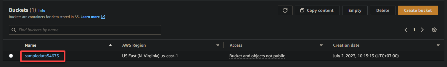 Accessing the newly-created bucket