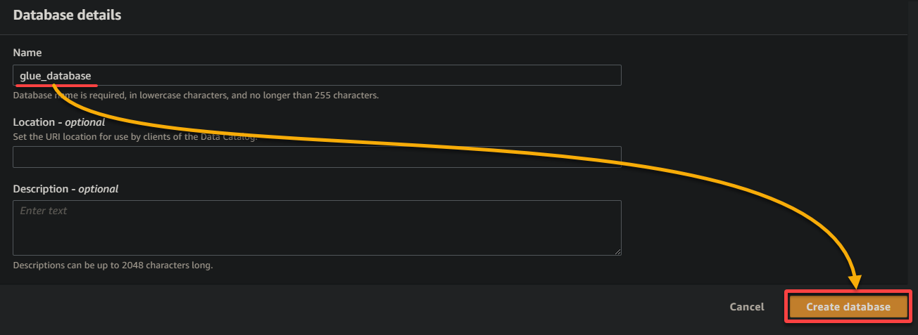 Naming and creating the new database