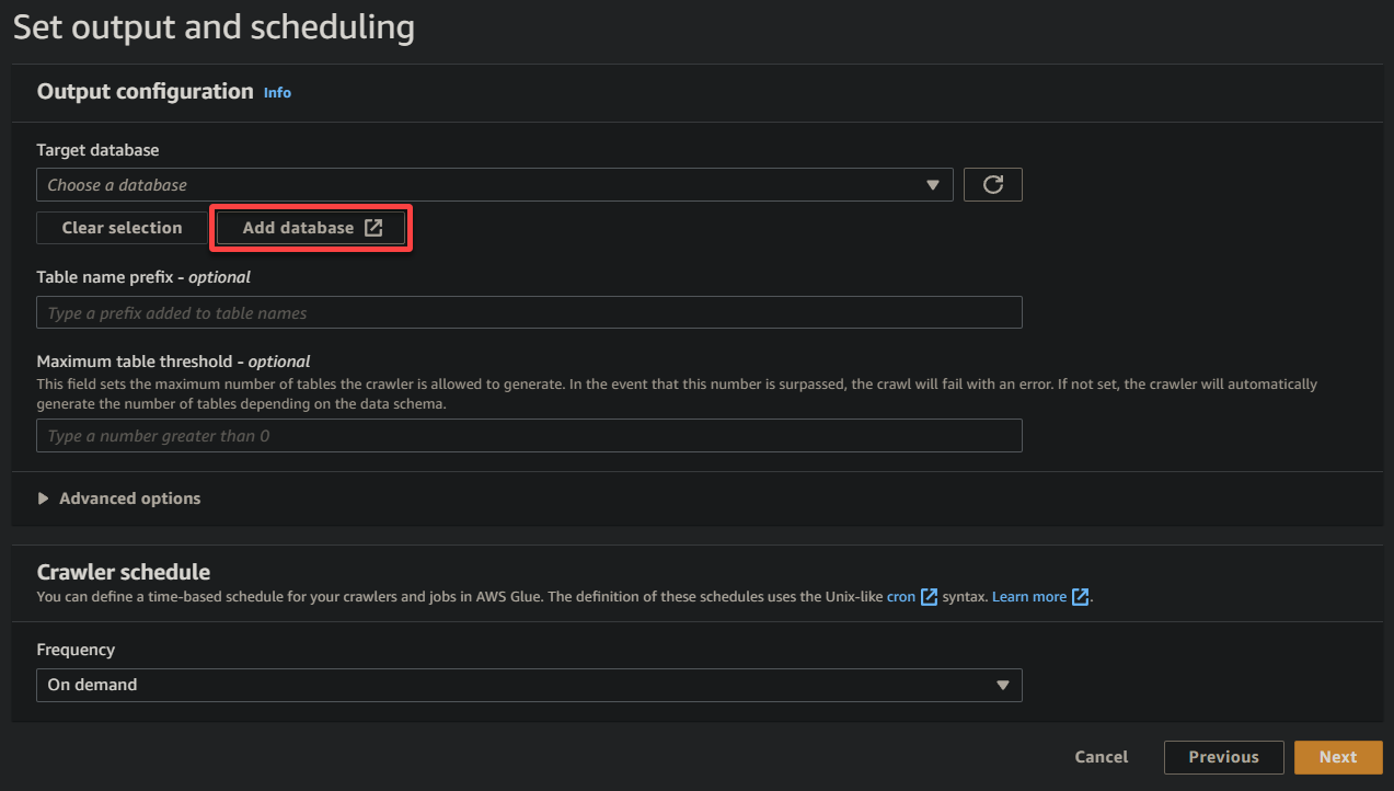 Initiating adding a new target database