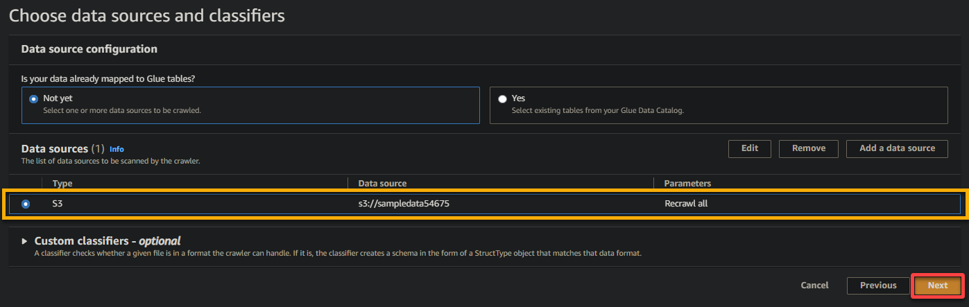 Verifying the configured data source