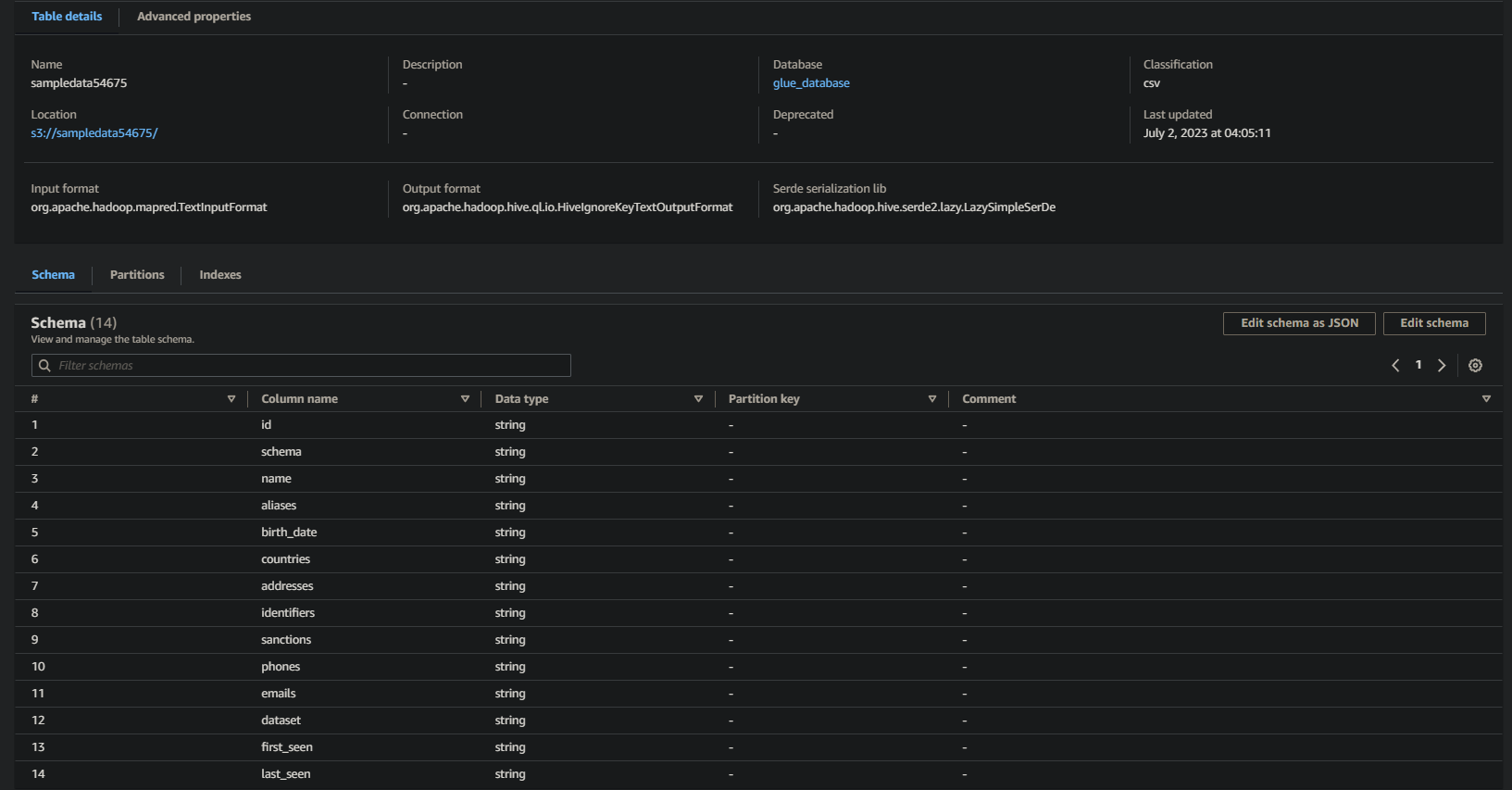 Viewing transformed data from the bucket to a table