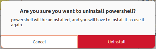 Confirming uninstalling a software package