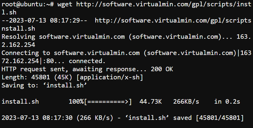 Downloading the Virtualmin installation script