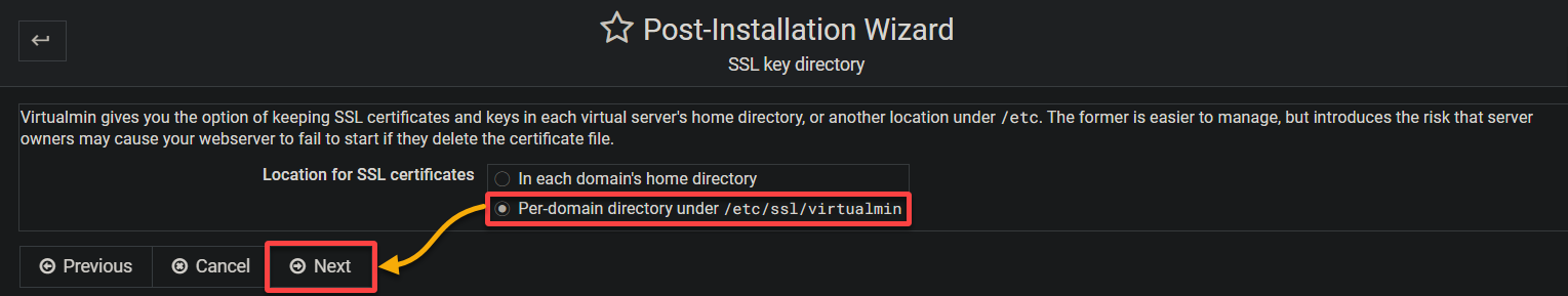 Selecting the SSL directory