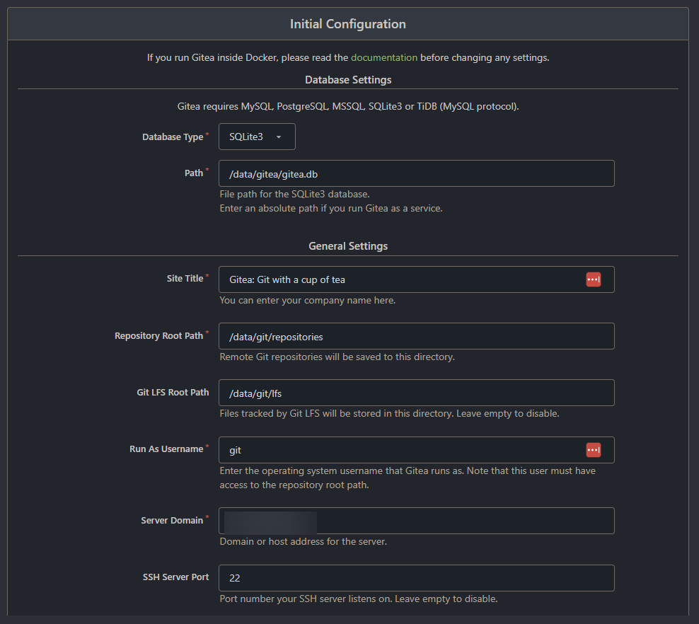 Configuring Gitea as needed