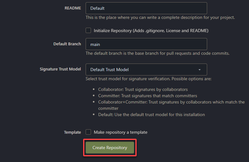 Creating a Gitea repository