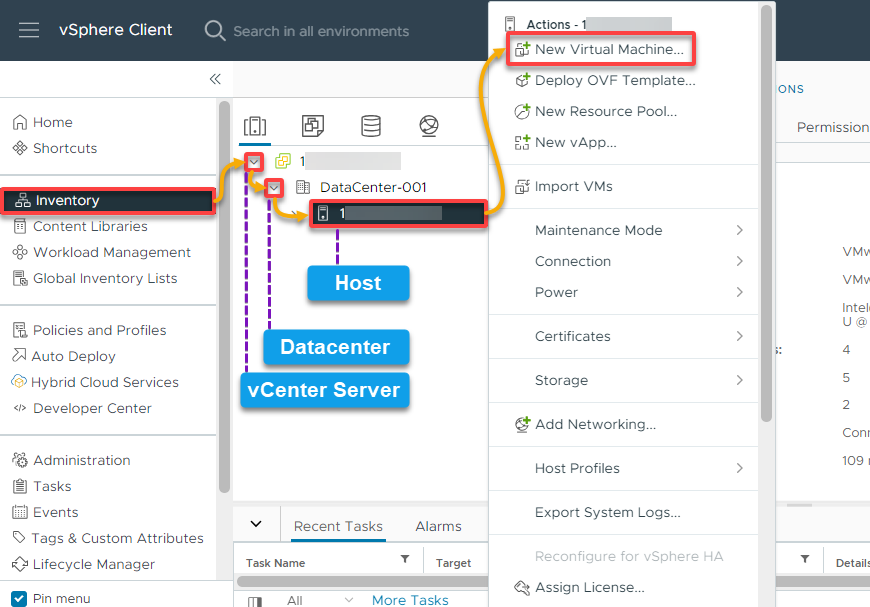 Initiating configuring a new VM