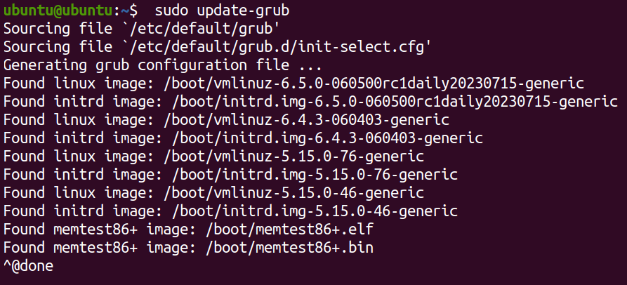 update the kernel in ubuntu - Applying the GRUB changes