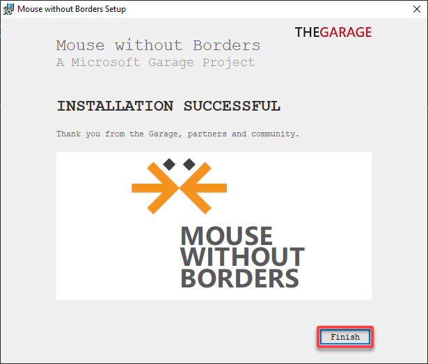 Completing Mouse without Borders installation