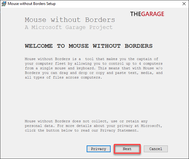 Mouse without Borders installation process