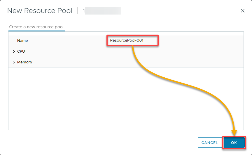 Naming the new resource pool