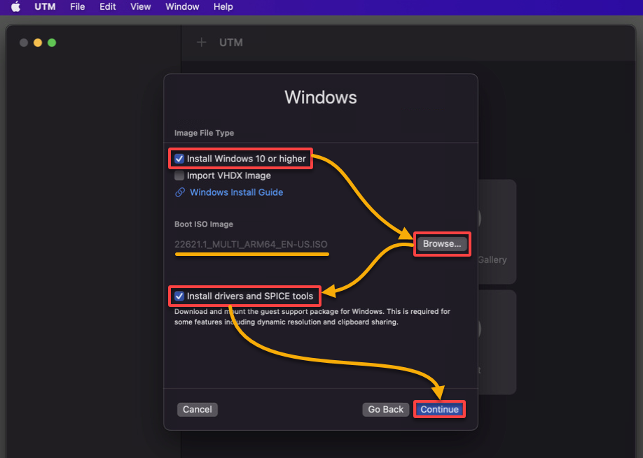 Configuring the Windows VM image