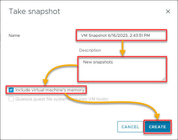 Configuring a snapshot