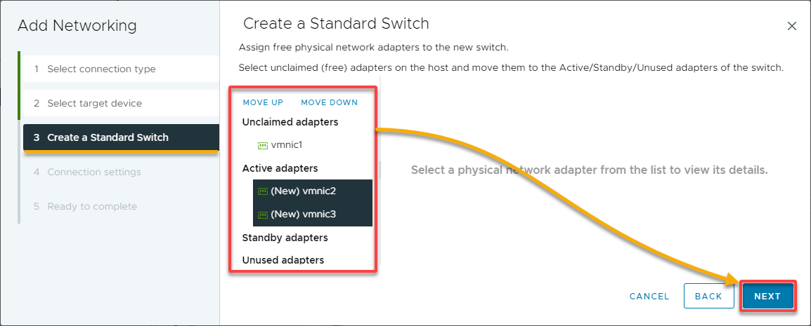 Specifying the network adapter