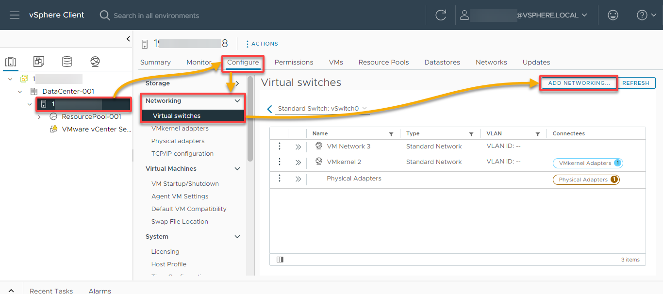 Configuring the VM network settings