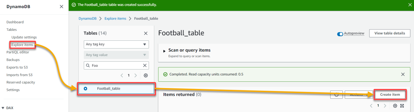 Selecting a table to add the data into