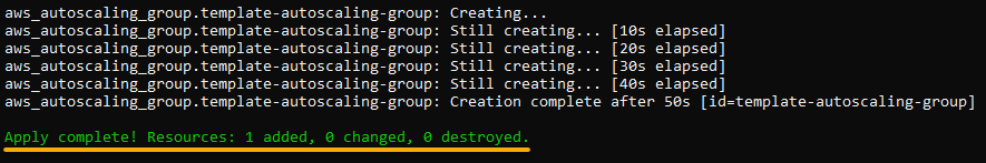 Verifying the autoscaling group creation is a success