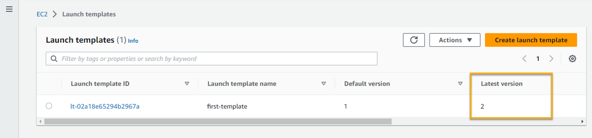 Verifying the launch template’s latest version