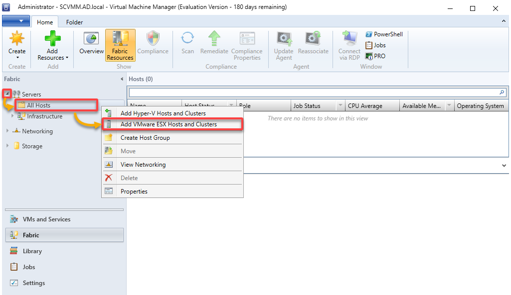 Initiating adding ESXi Hosts