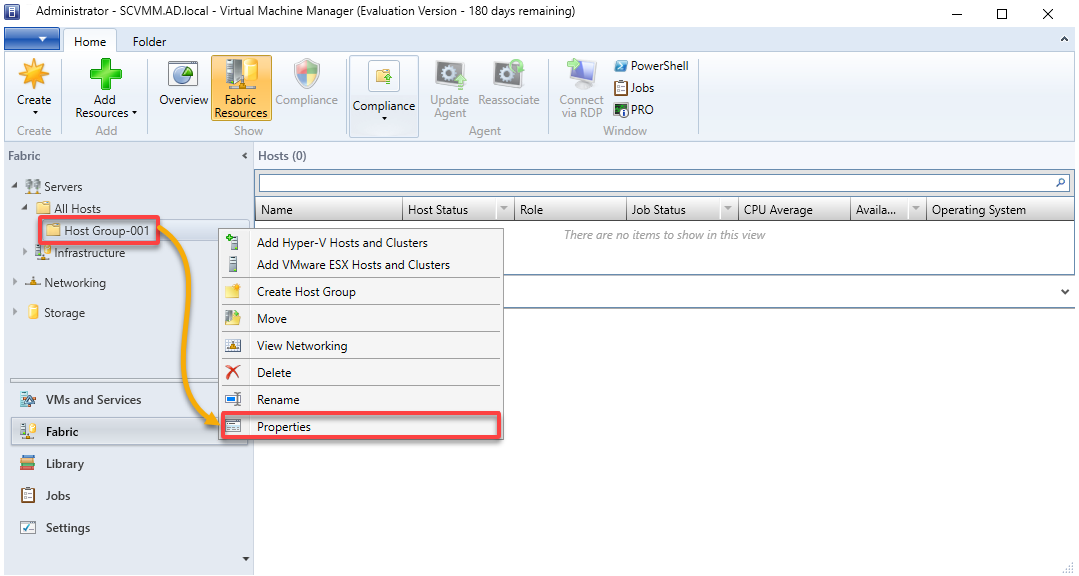 Accessing the host group’s properties