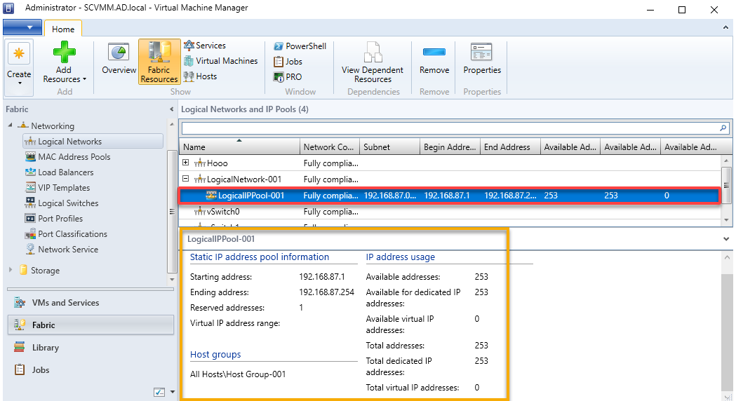 Confirming the IP address pools creation