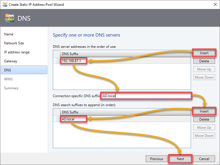 Configuring DNS settings