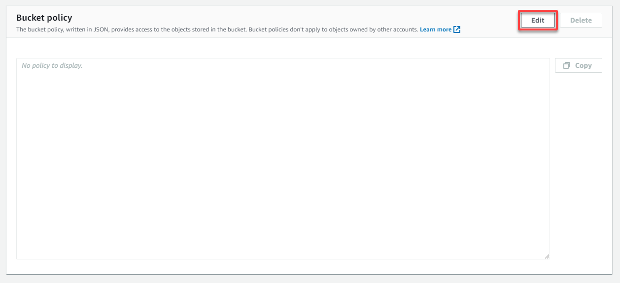 Editing the bucket policy