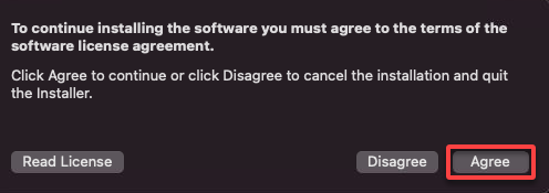 Accepting the software license agreement