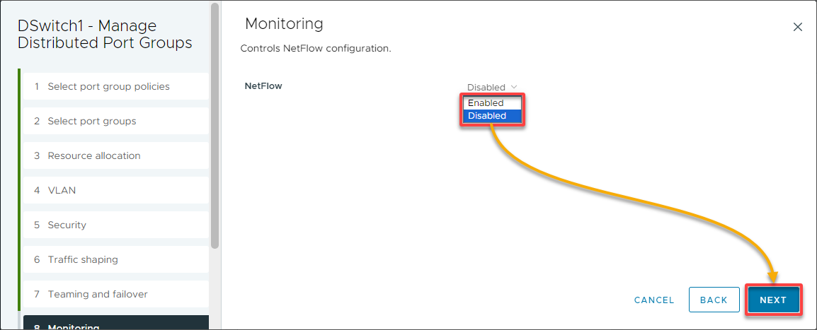 Configuring the NetFlow settings