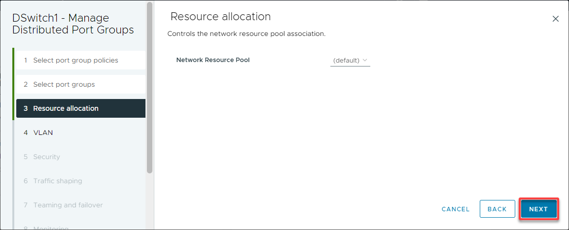 Specifying the resource allocation