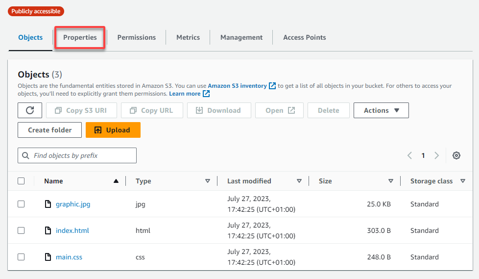 Accessing the bucket properties