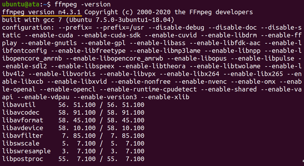 Verifying the FFmpeg is adequately installed