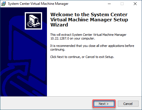 Starting the SCVMM installation