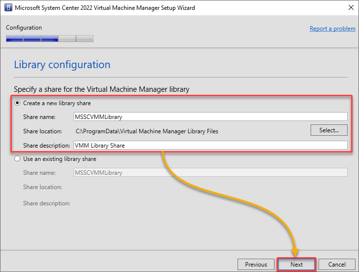Configuring the VMM share library