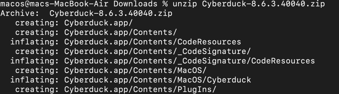 Unzipping the downloaded zip file 